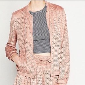 Pink Suede Bomber Jacket